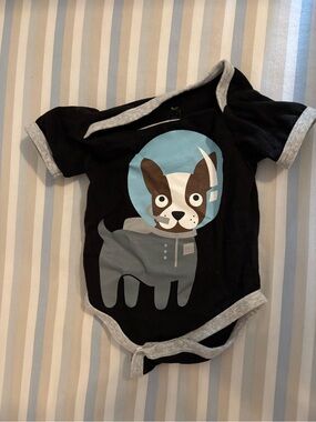 Doodle Pants Black Space Dog Baby Onesie